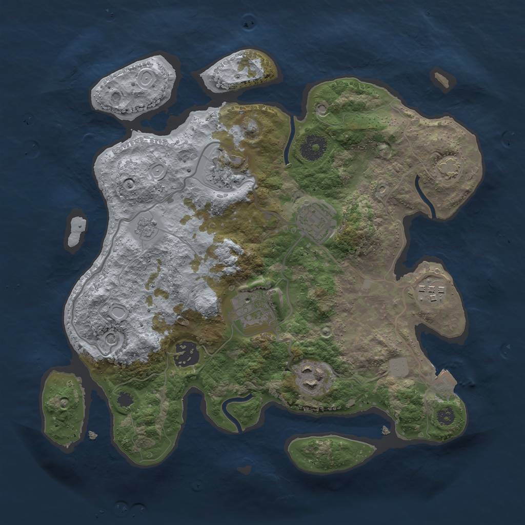 Rust Map: Procedural Map, Size: 3000, Seed: 272677256, 12 Monuments