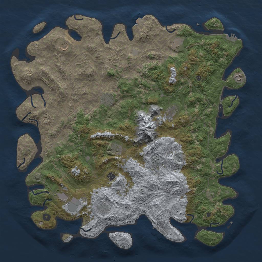 Rust Map: Procedural Map, Size: 5000, Seed: 331, 19 Monuments