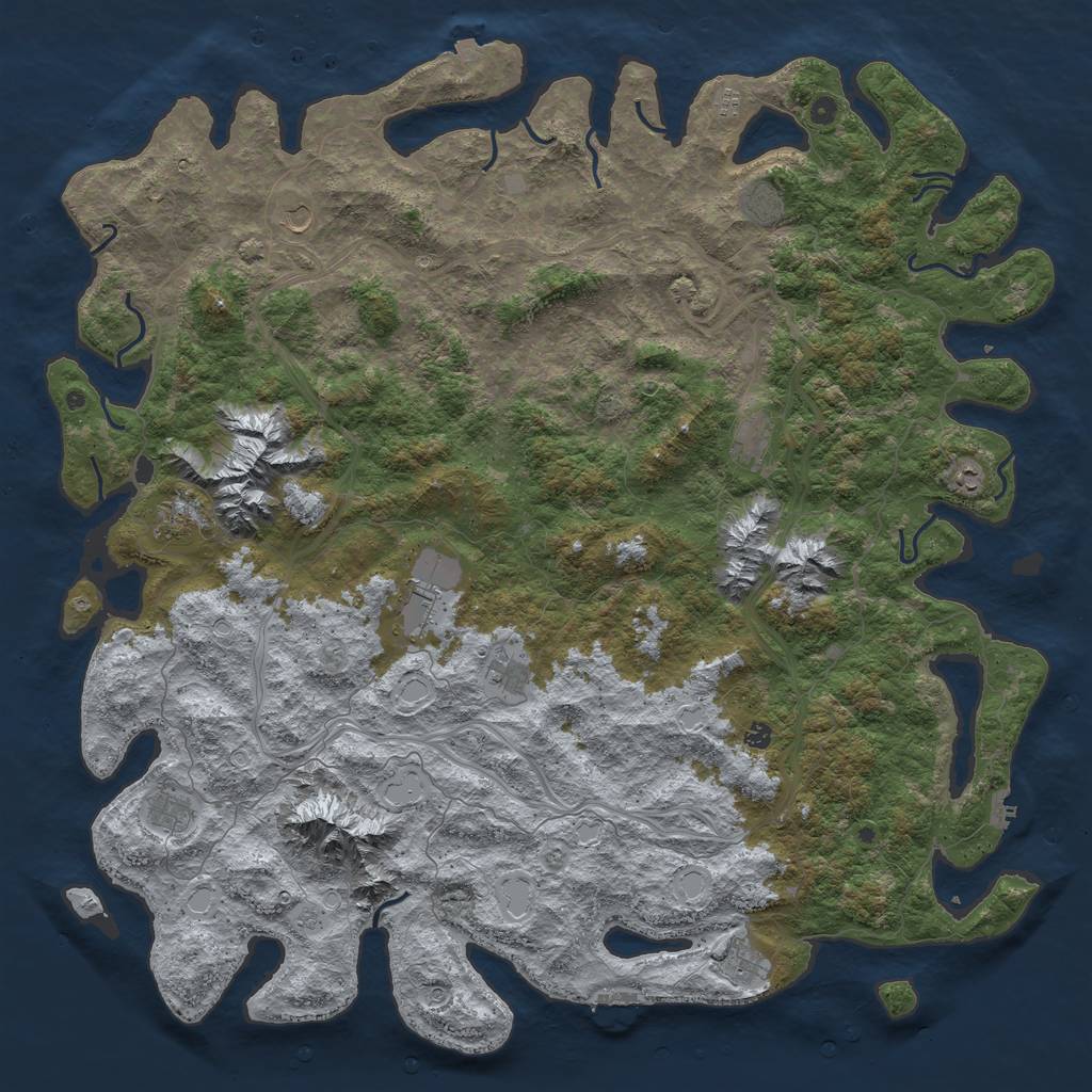Rust Map: Procedural Map, Size: 6000, Seed: 1713813738, 19 Monuments