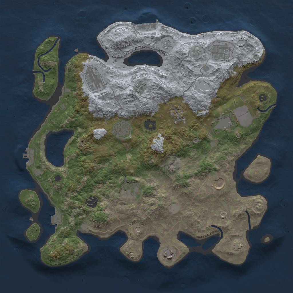 Rust Map: Procedural Map, Size: 3703, Seed: 804936234, 18 Monuments