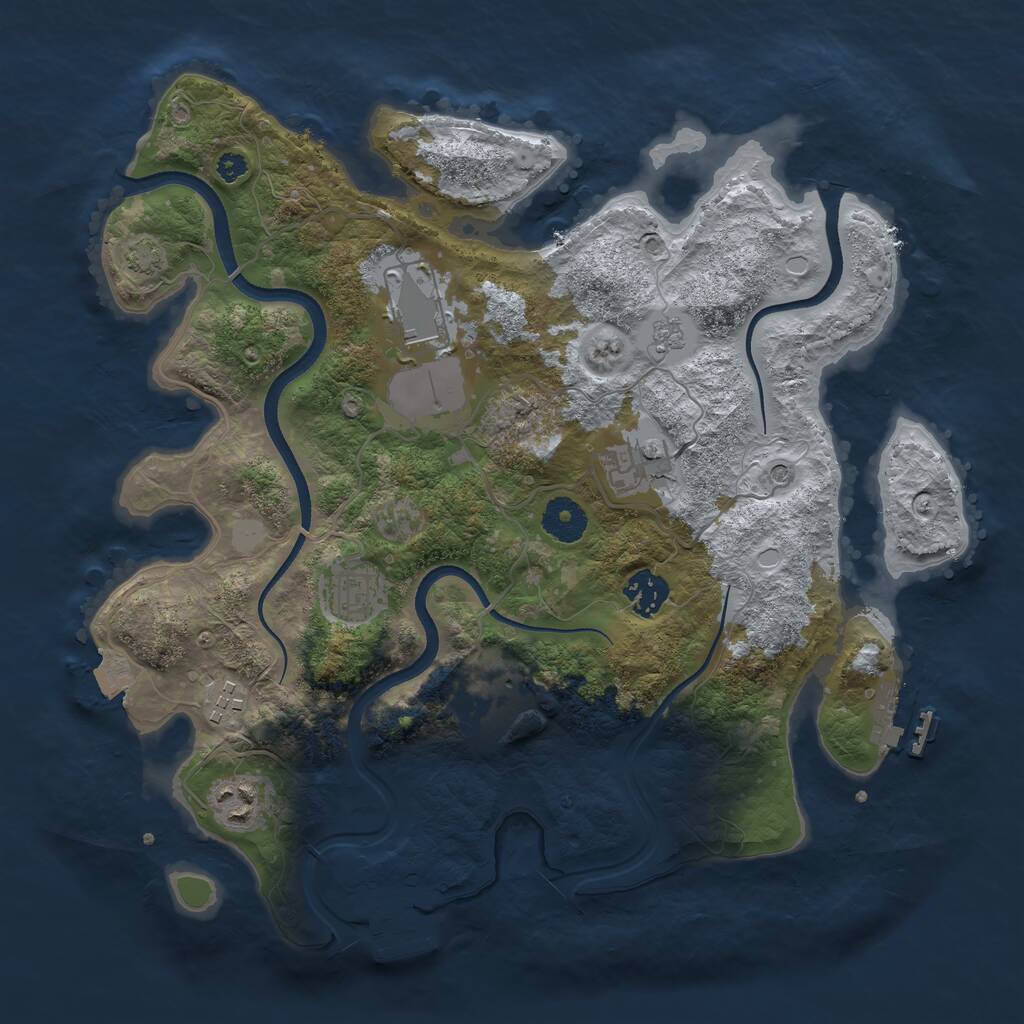Rust Map: Procedural Map, Size: 3500, Seed: 827118722, 13 Monuments