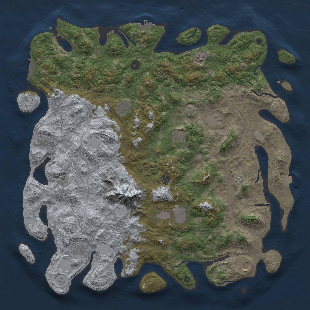 Rust Map: Procedural Map, Size: 5000, Seed: 8377891, 18 Monuments