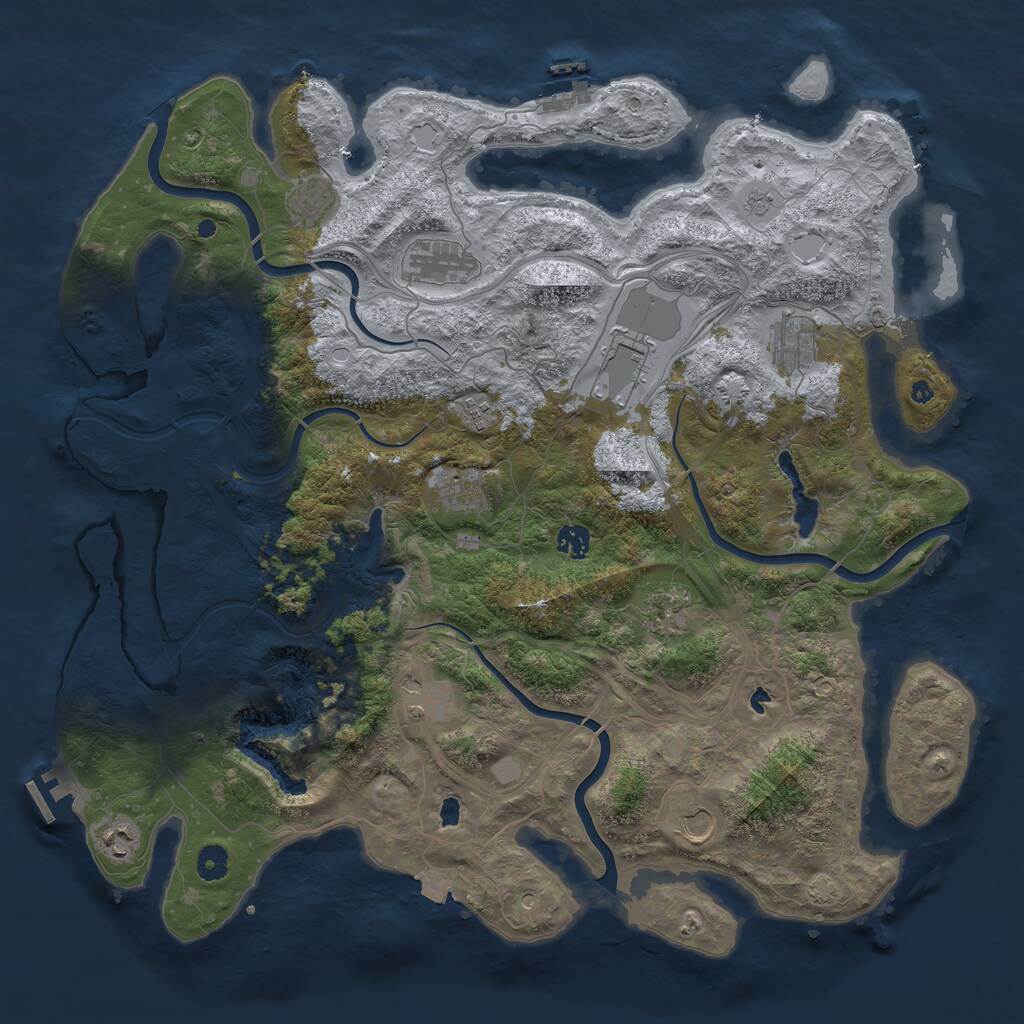 Rust Map: Procedural Map, Size: 4500, Seed: 1836820091, 17 Monuments