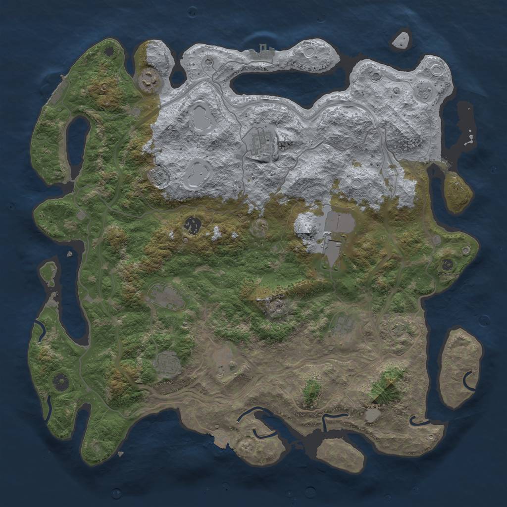 Rust Map: Procedural Map, Size: 4500, Seed: 1836820091, 17 Monuments