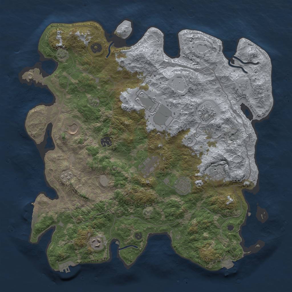 Rust Map: Procedural Map, Size: 4000, Seed: 1738182537, 17 Monuments