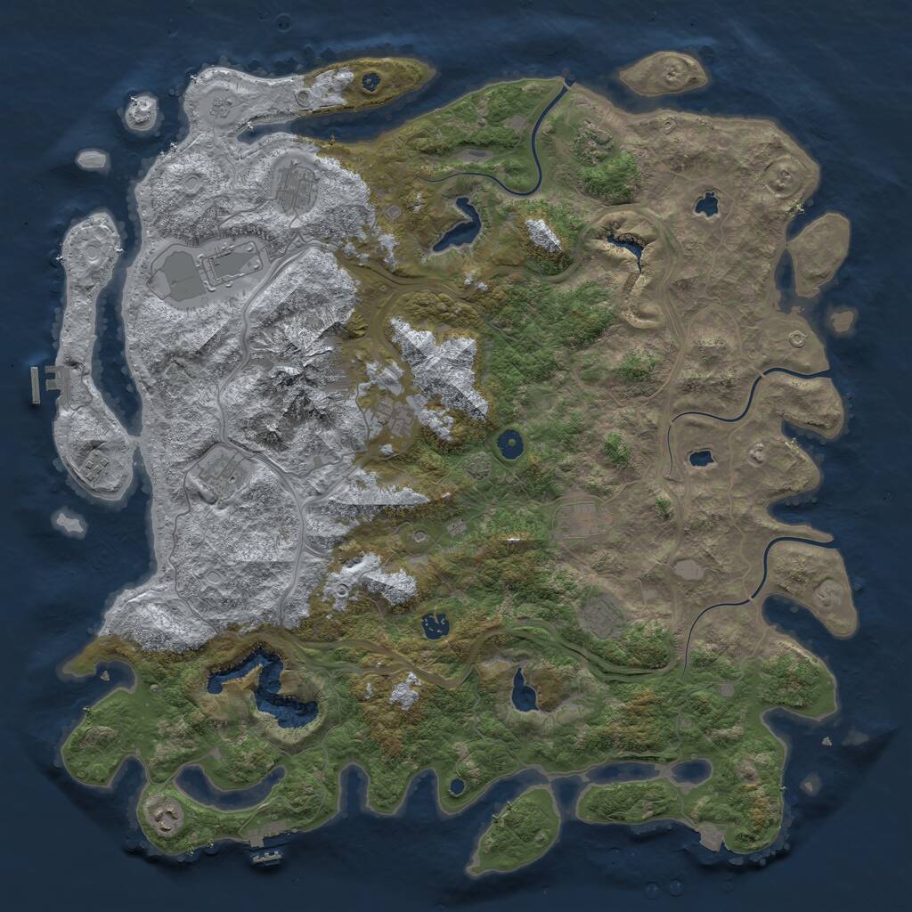 Rust Map: Procedural Map, Size: 5000, Seed: 694649844, 16 Monuments