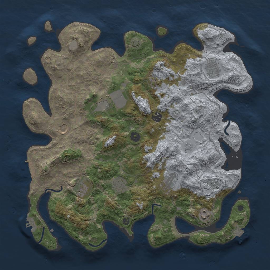 Rust Map: Procedural Map, Size: 4000, Seed: 1466894294, 18 Monuments