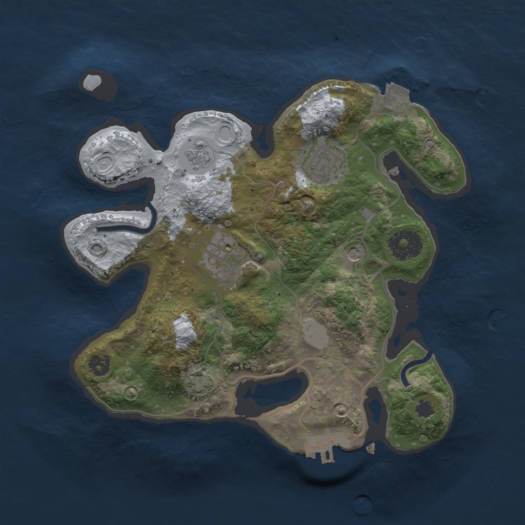 Rust Map: Procedural Map, Size: 2500, Seed: 58990654, 9 Monuments