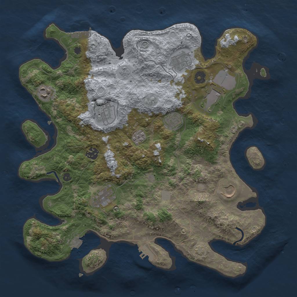 Rust Map: Procedural Map, Size: 3600, Seed: 236706009, 17 Monuments