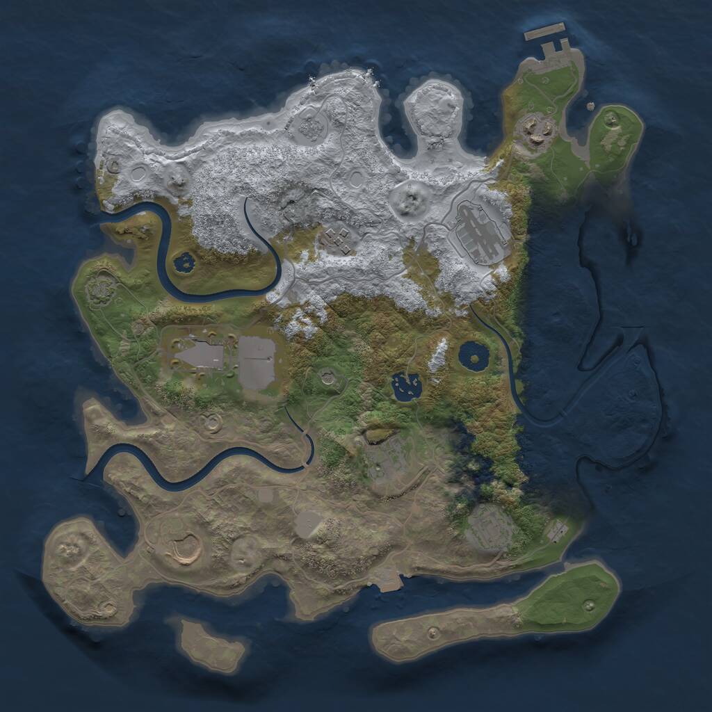 Rust Map: Procedural Map, Size: 3500, Seed: 838772288, 13 Monuments
