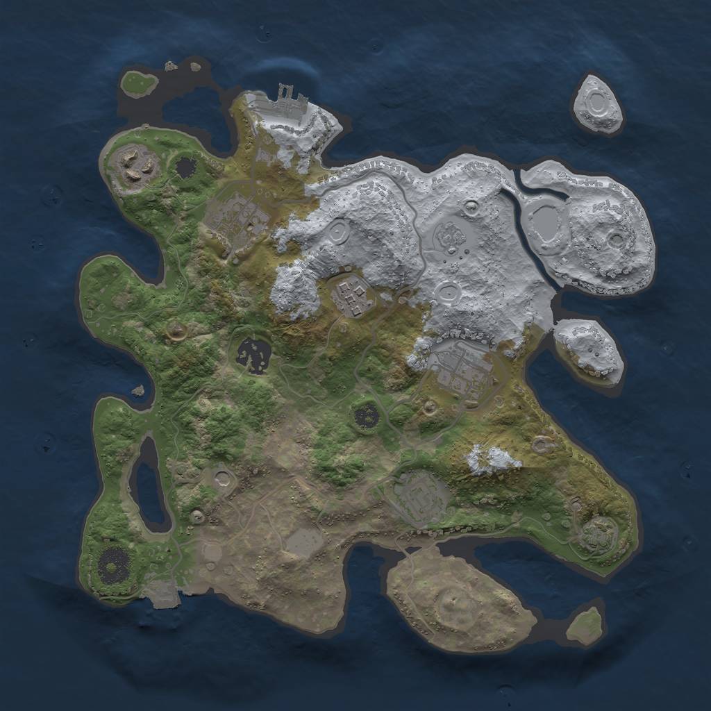 Rust Map: Procedural Map, Size: 3000, Seed: 1077888535, 13 Monuments