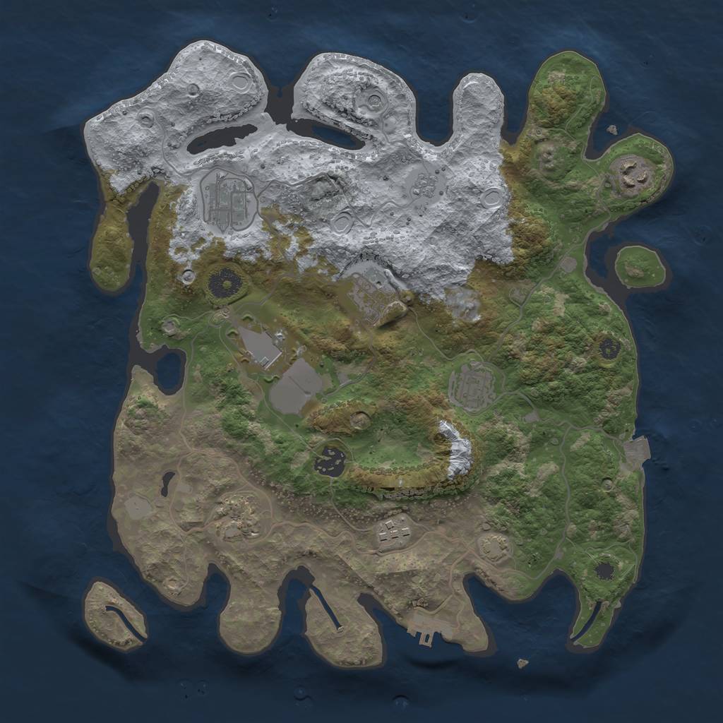 Rust Map: Procedural Map, Size: 3500, Seed: 2040427182, 15 Monuments
