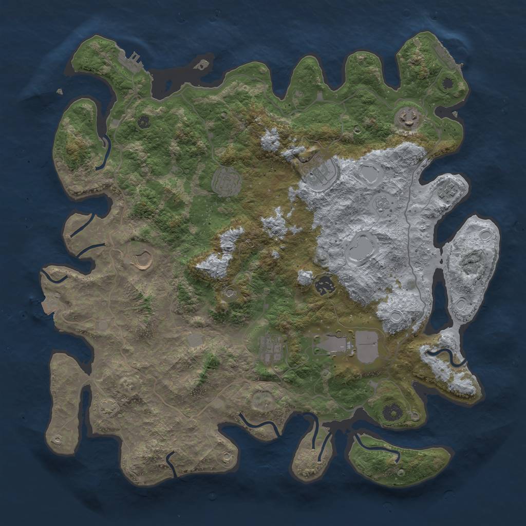 Rust Map: Procedural Map, Size: 4200, Seed: 1896227902, 16 Monuments