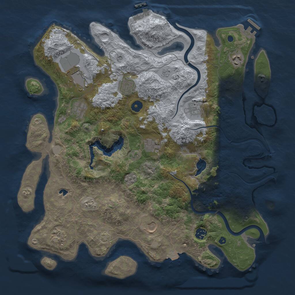 Rust Map: Procedural Map, Size: 4000, Seed: 333034002, 16 Monuments