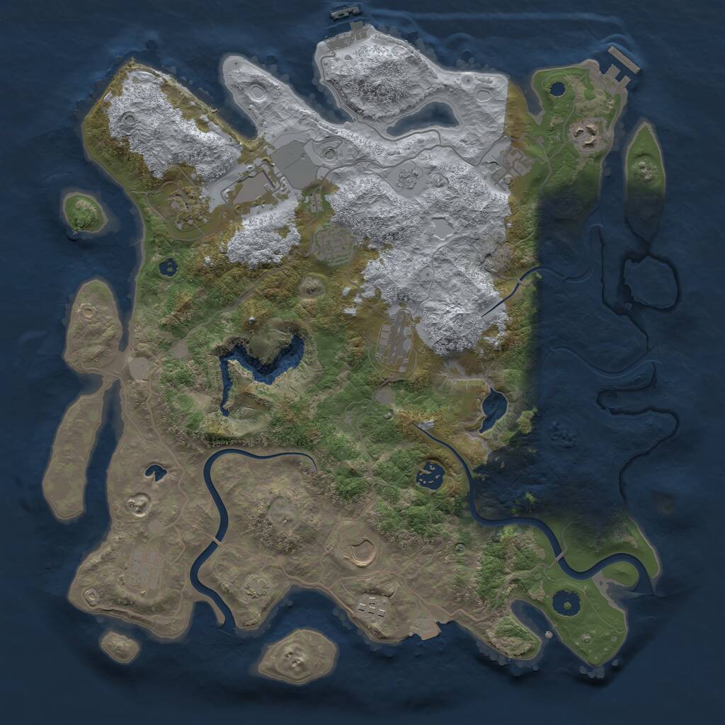 Rust Map: Procedural Map, Size: 4000, Seed: 333034002, 16 Monuments