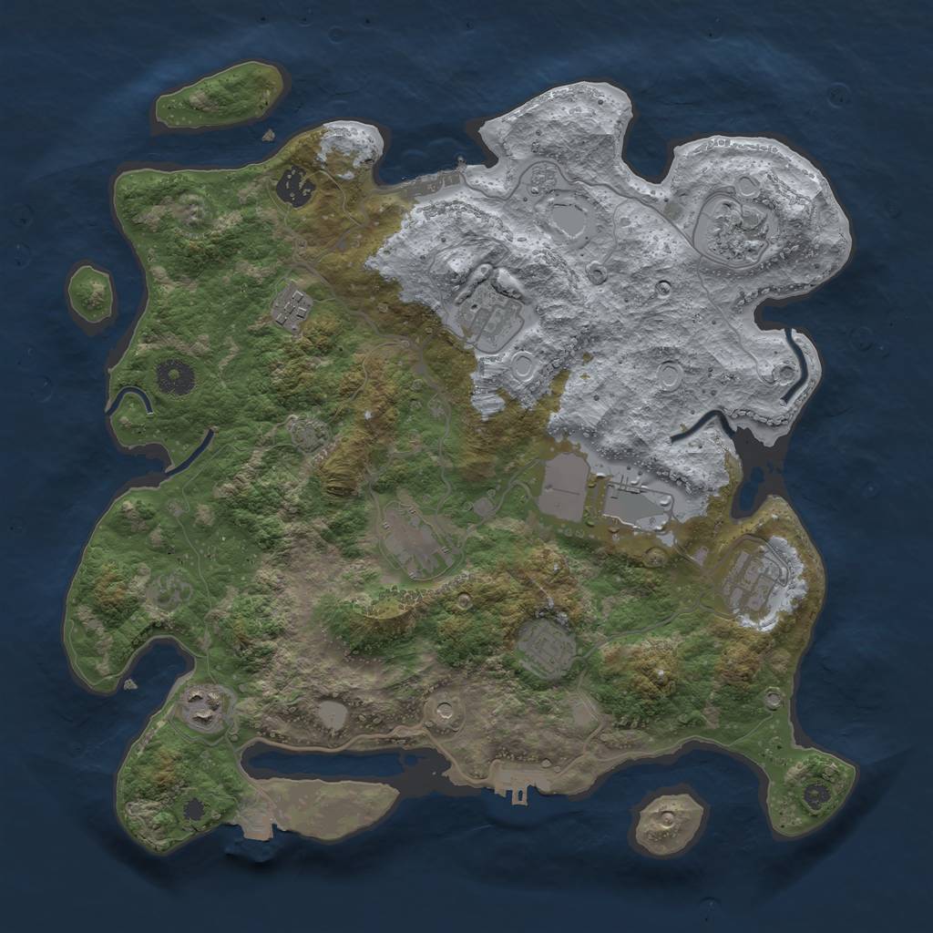 Rust Map: Procedural Map, Size: 3700, Seed: 177288954, 17 Monuments