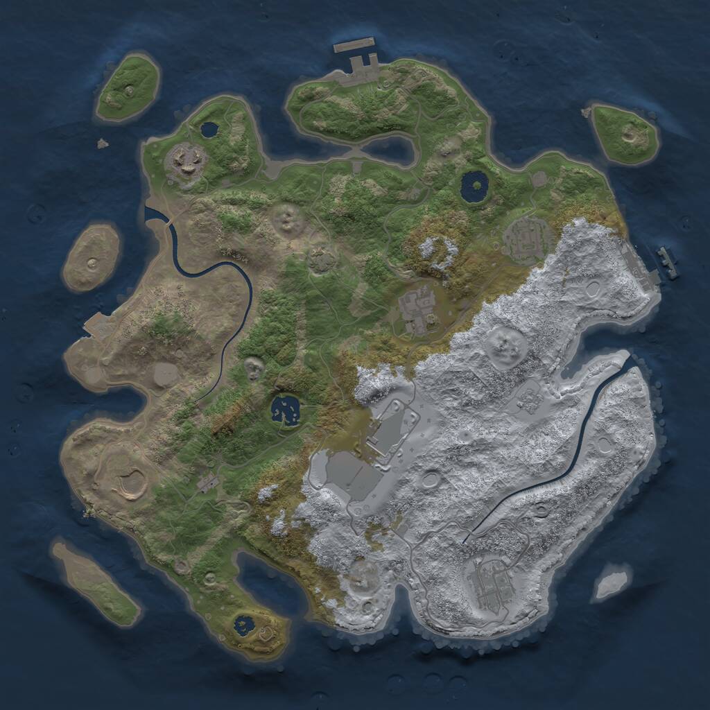 Rust Map: Procedural Map, Size: 3500, Seed: 654690368, 12 Monuments