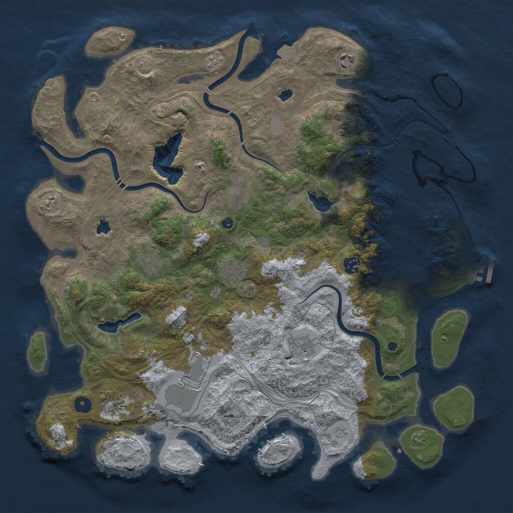 Rust Map: Procedural Map, Size: 4500, Seed: 422510937, 14 Monuments