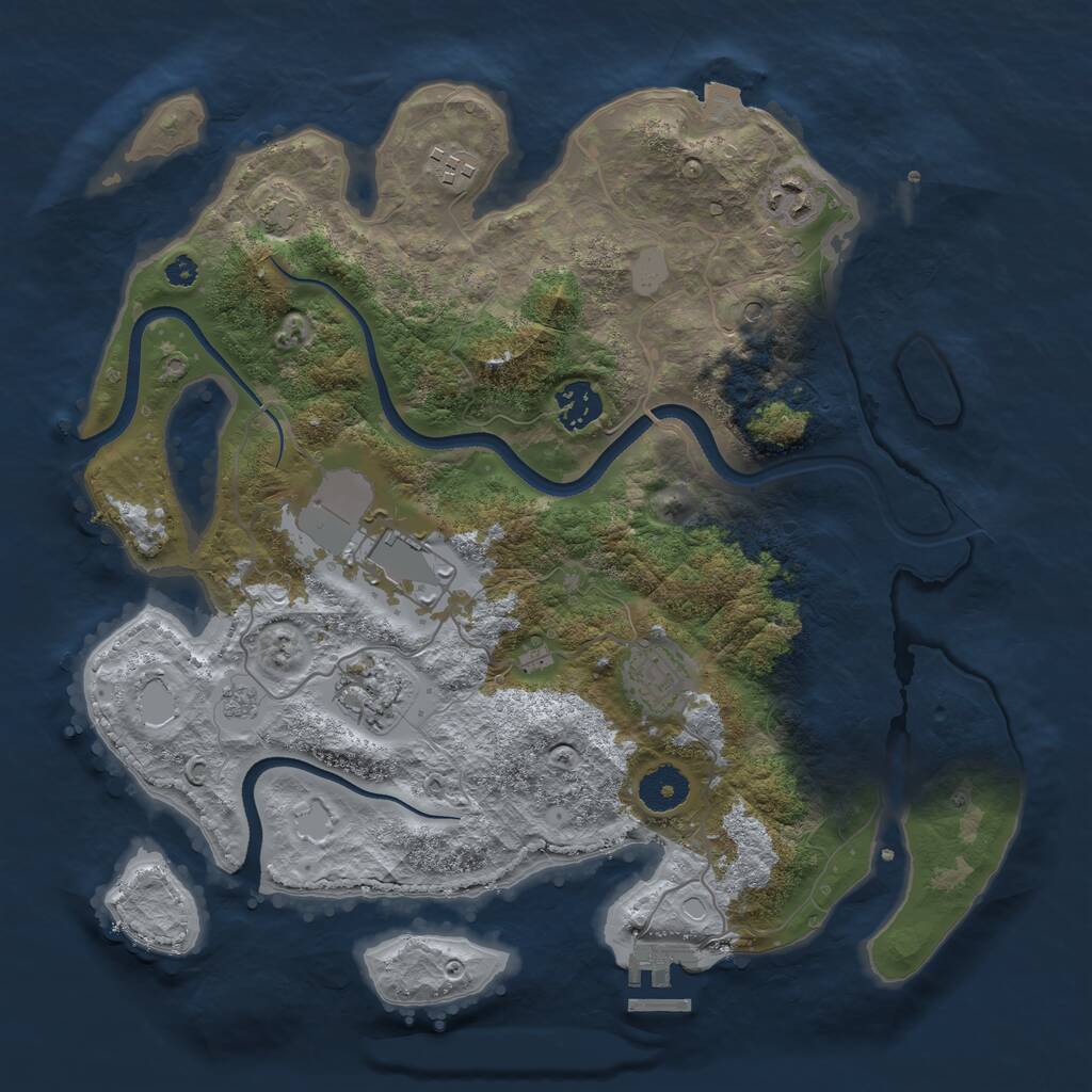 Rust Map: Procedural Map, Size: 3500, Seed: 1838842698, 11 Monuments