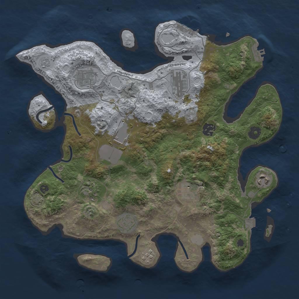 Rust Map: Procedural Map, Size: 3500, Seed: 2630896, 16 Monuments