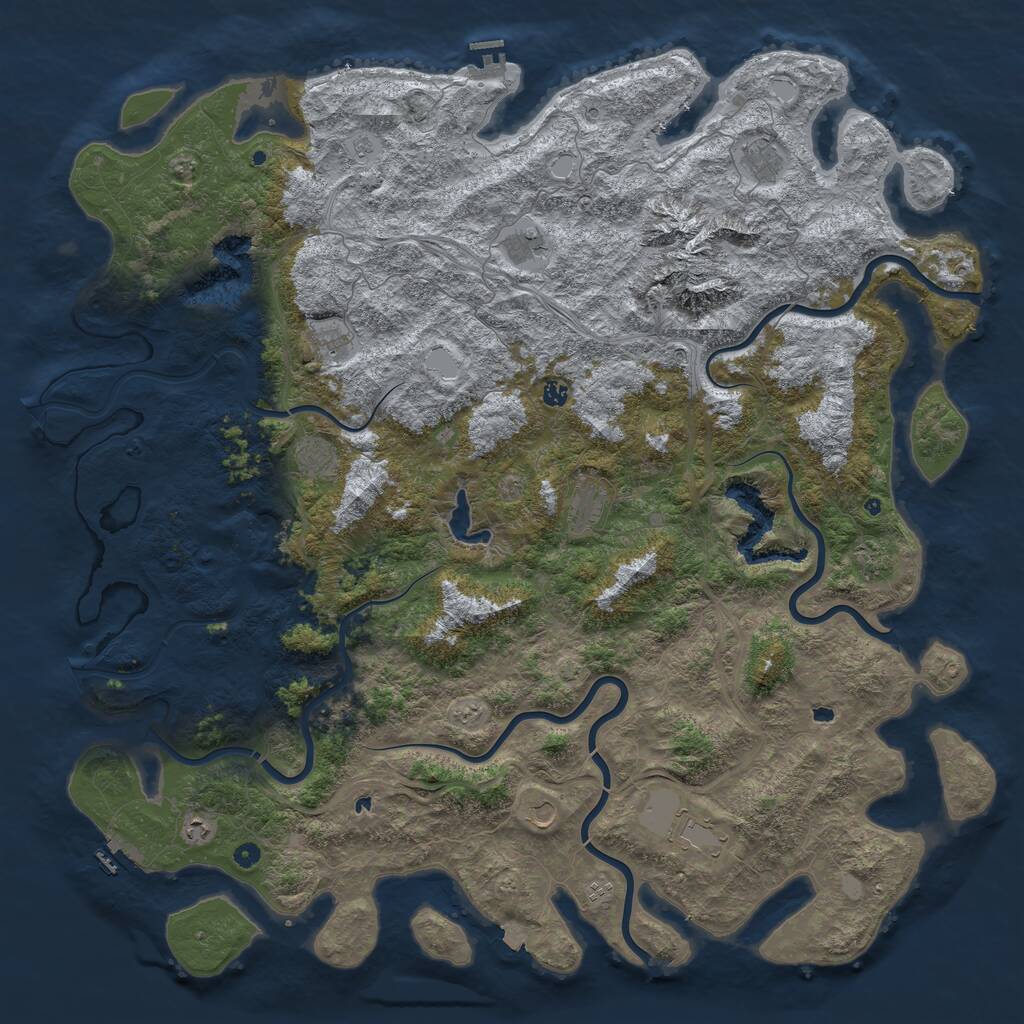 Rust Map: Procedural Map, Size: 6000, Seed: 859201888, 17 Monuments