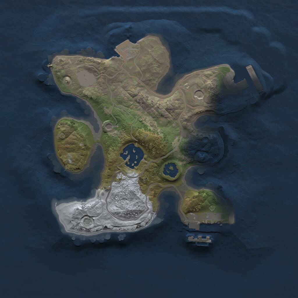 Rust Map: Procedural Map, Size: 2000, Seed: 1073318332, 5 Monuments