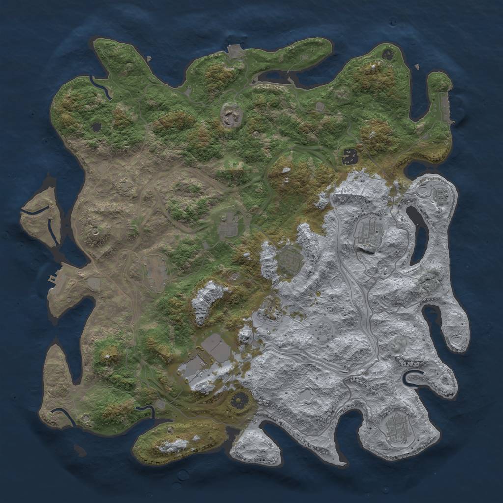 Rust Map: Procedural Map, Size: 4500, Seed: 1366481916, 18 Monuments