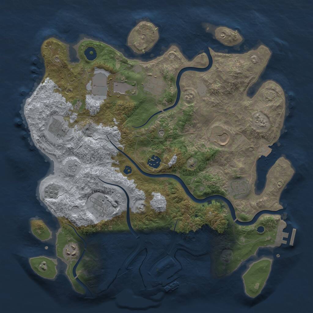 Rust Map: Procedural Map, Size: 3700, Seed: 1157414461, 15 Monuments