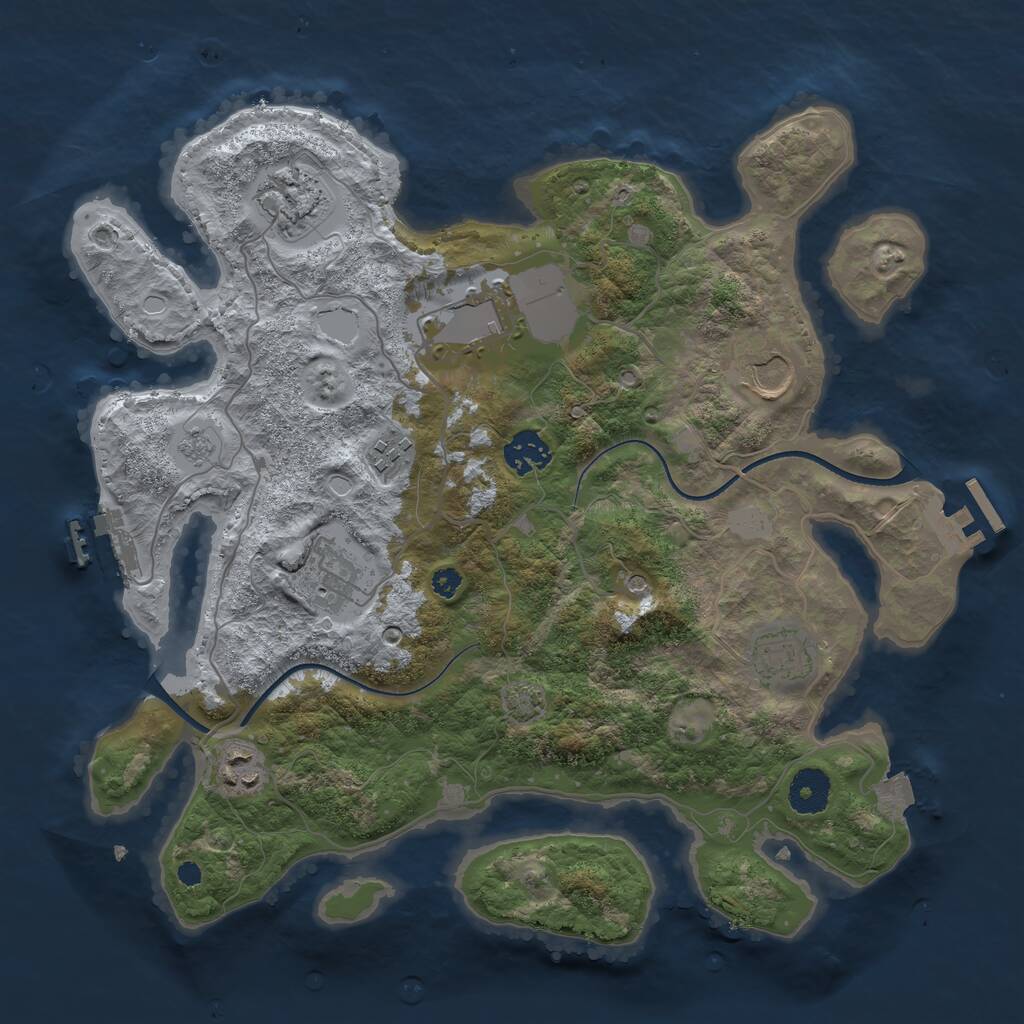 Rust Map: Procedural Map, Size: 3500, Seed: 1349215324, 14 Monuments