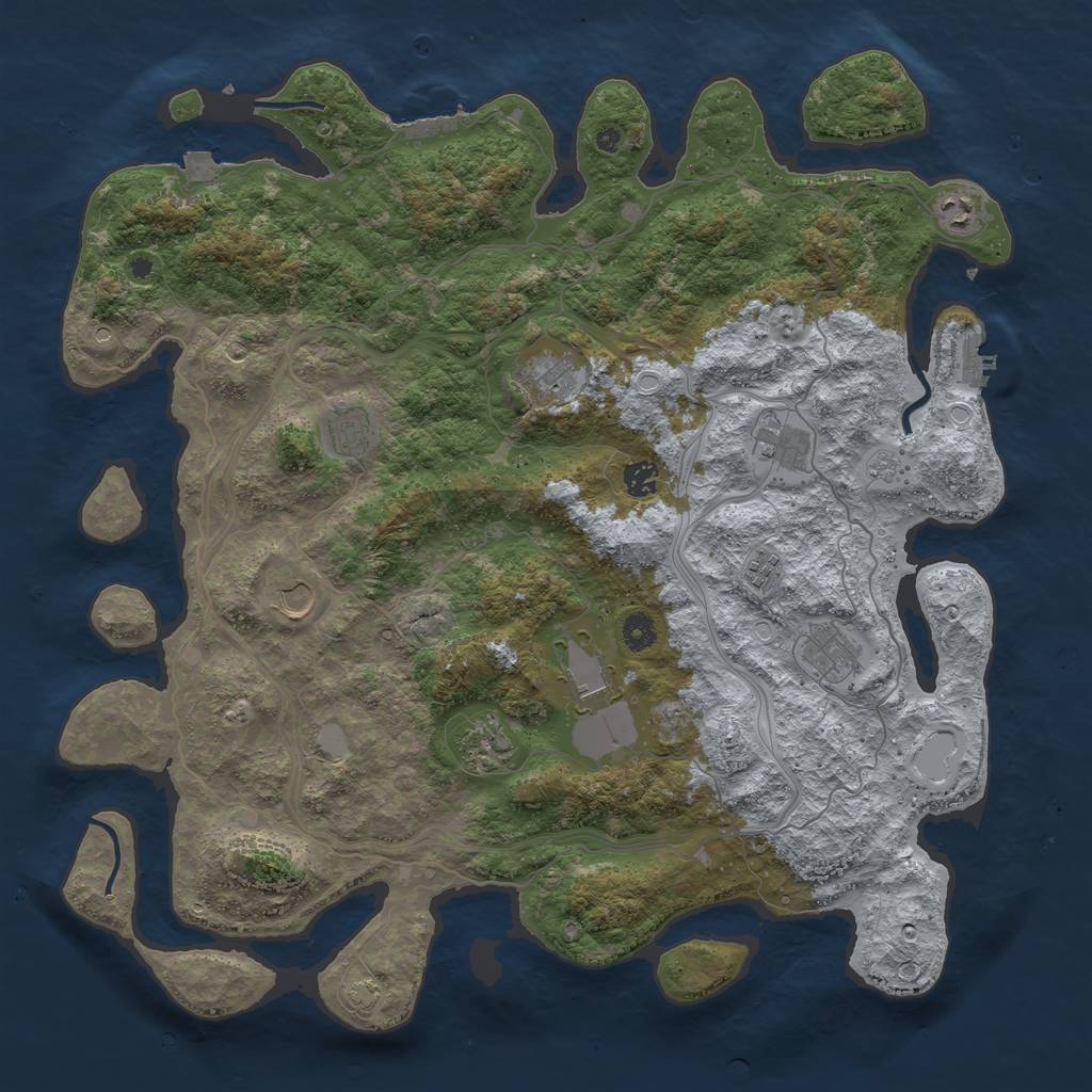 Rust Map: Procedural Map, Size: 4500, Seed: 1538765046, 18 Monuments