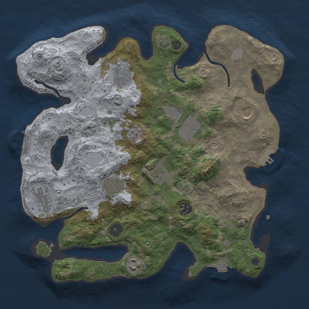 Rust Map: Procedural Map, Size: 3500, Seed: 596729109, 17 Monuments