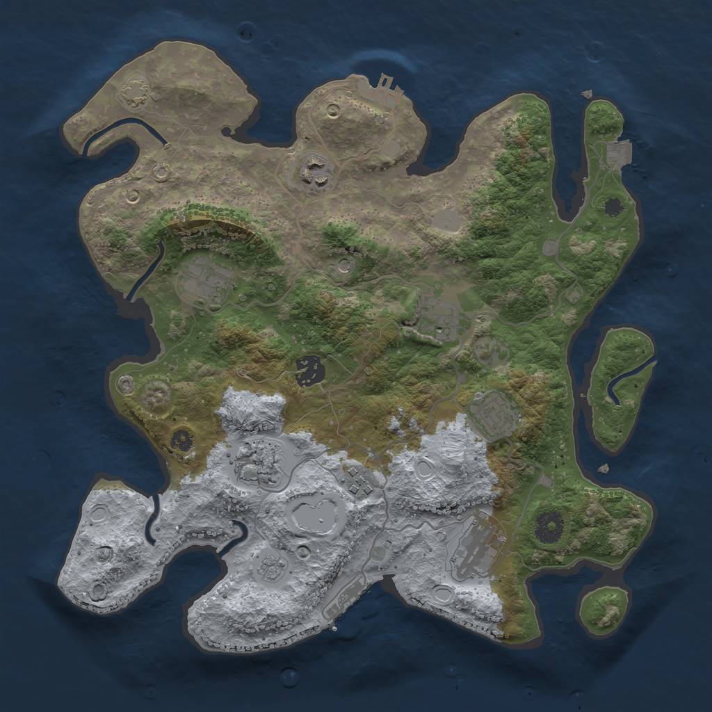 Rust Map: Procedural Map, Size: 3400, Seed: 15437655, 16 Monuments