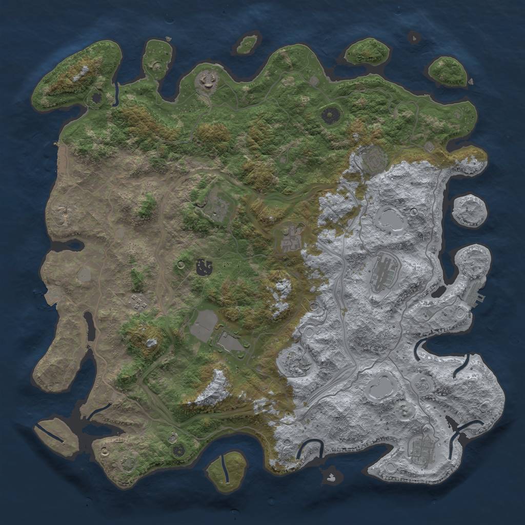 Rust Map: Procedural Map, Size: 4500, Seed: 89898989, 18 Monuments