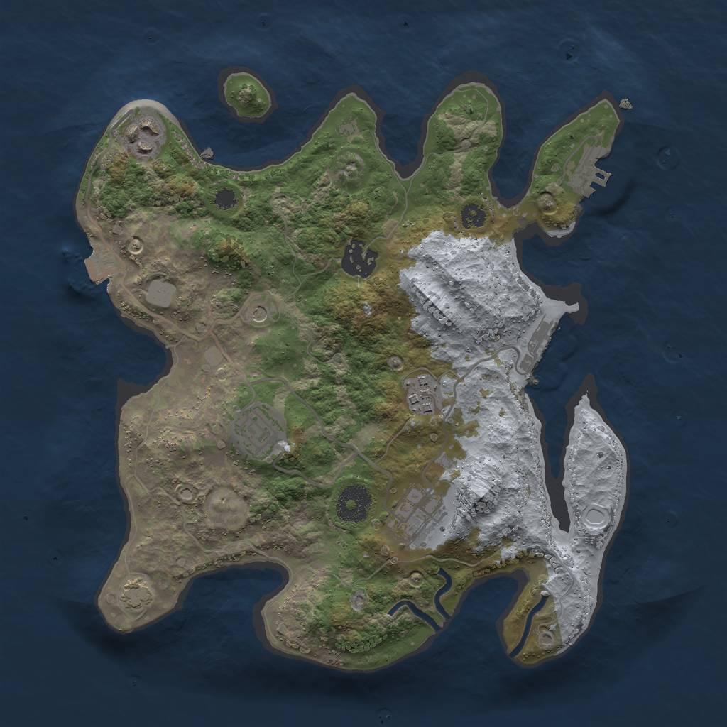 Rust Map: Procedural Map, Size: 3000, Seed: 891719399, 12 Monuments