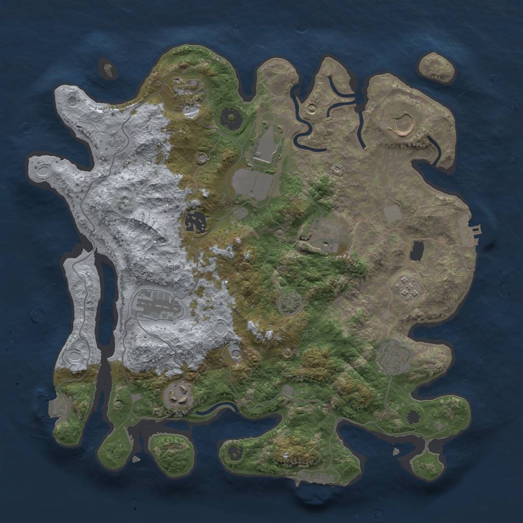Rust Map: Procedural Map, Size: 3500, Seed: 1126048786, 17 Monuments