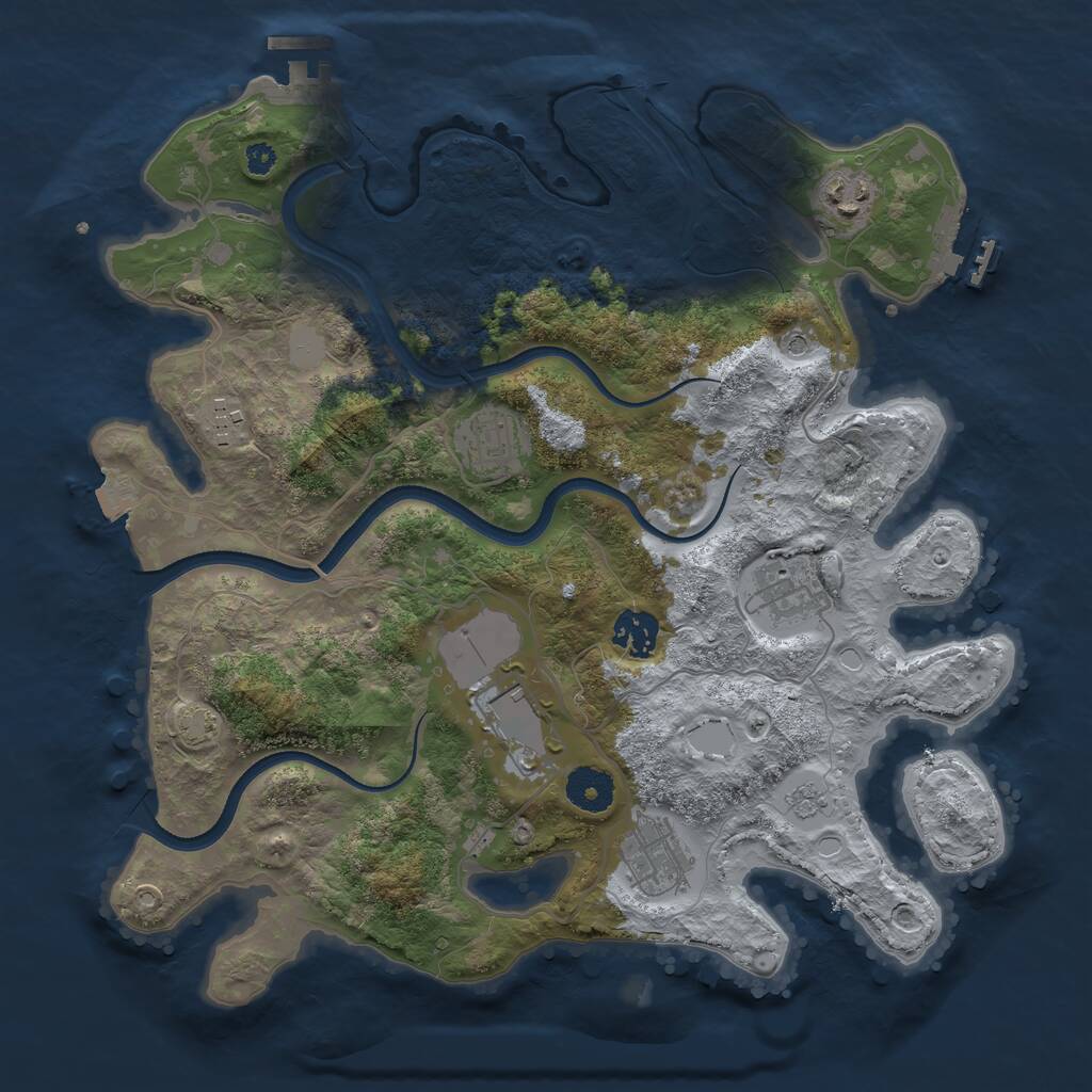 Rust Map: Procedural Map, Size: 3500, Seed: 1270843600, 13 Monuments