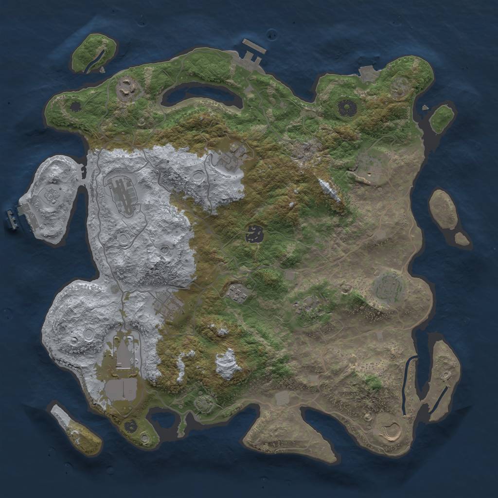 Rust Map: Procedural Map, Size: 4000, Seed: 1415466125, 19 Monuments