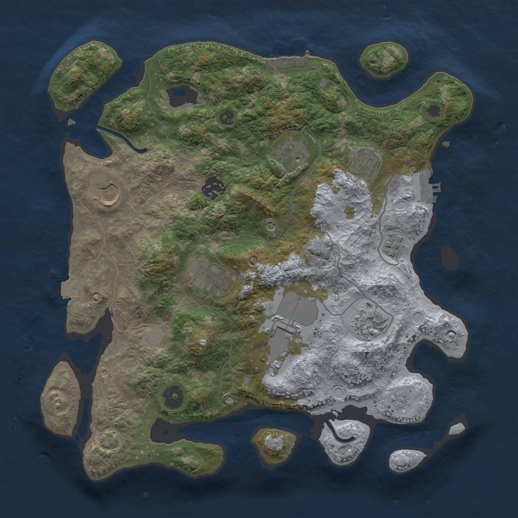 Rust Map: Procedural Map, Size: 3500, Seed: 1636255350, 16 Monuments