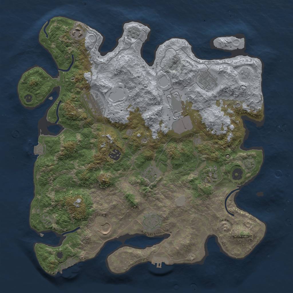 Rust Map: Procedural Map, Size: 3800, Seed: 12462816, 18 Monuments
