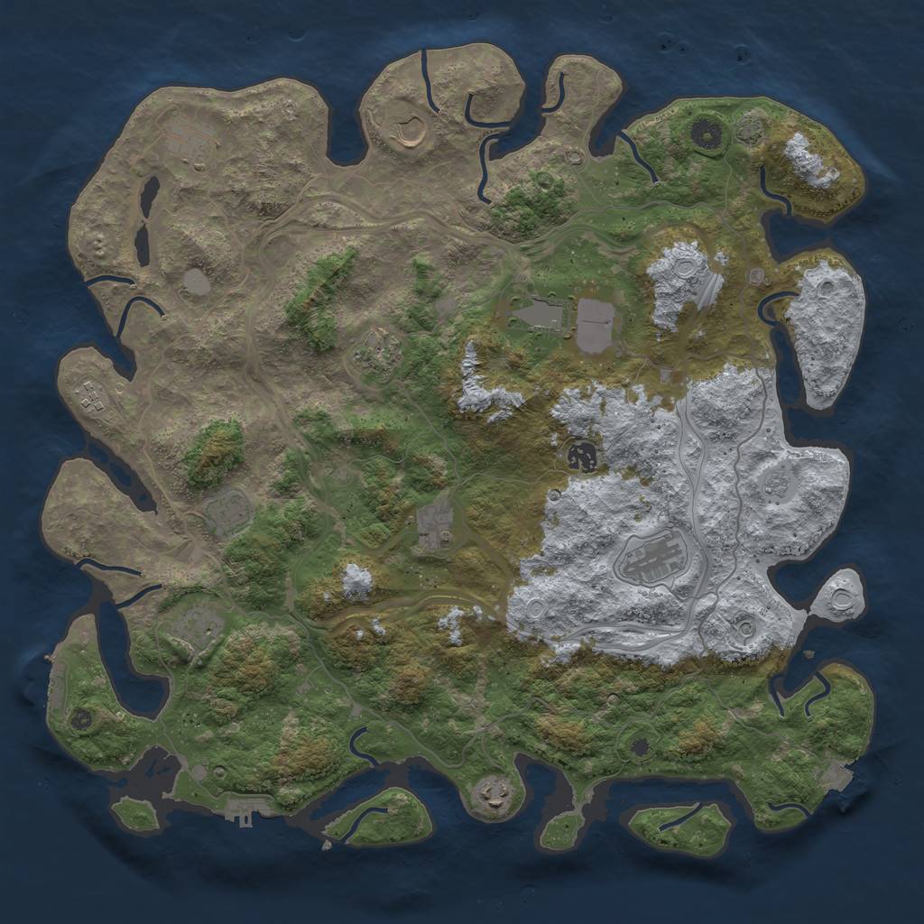 Rust Map: Procedural Map, Size: 4500, Seed: 1773133778, 19 Monuments