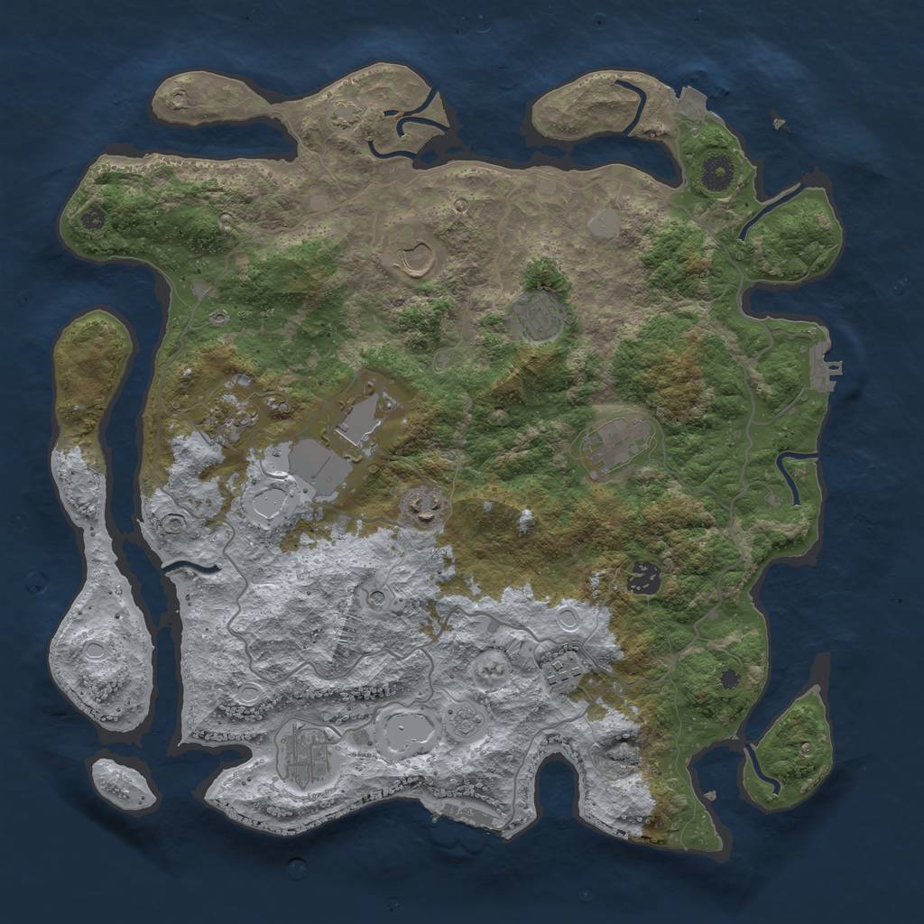 Rust Map: Procedural Map, Size: 4000, Seed: 1119019483, 17 Monuments