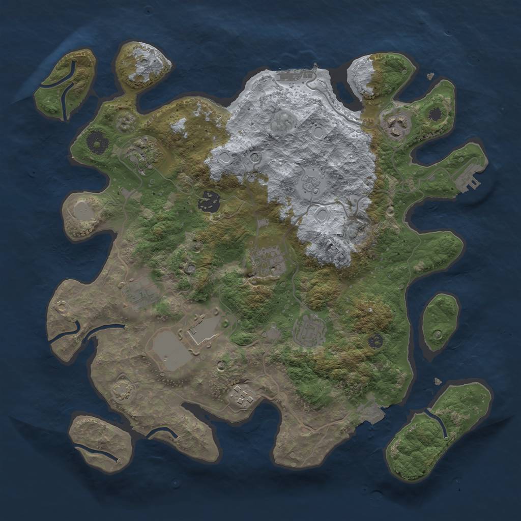 Rust Map: Procedural Map, Size: 3500, Seed: 1254881286, 16 Monuments