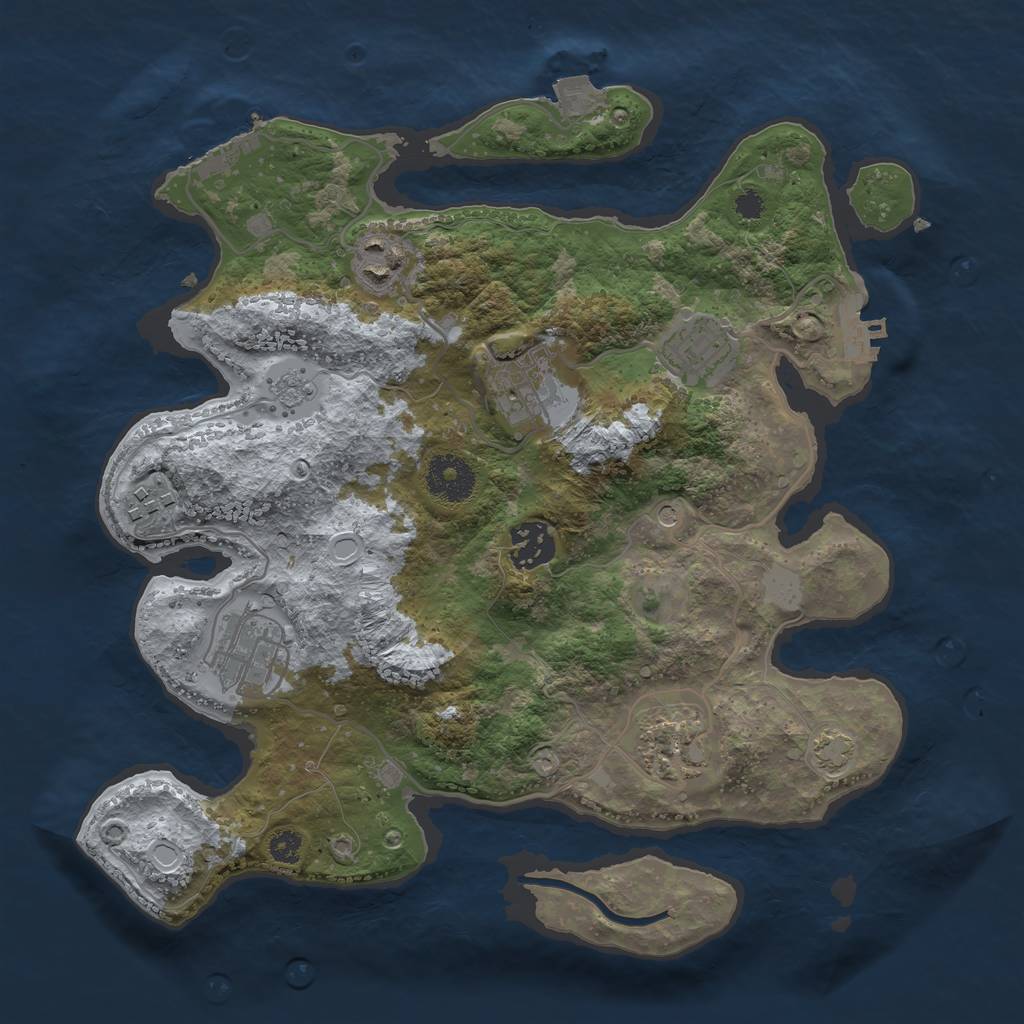 Rust Map: Procedural Map, Size: 3200, Seed: 553995677, 15 Monuments