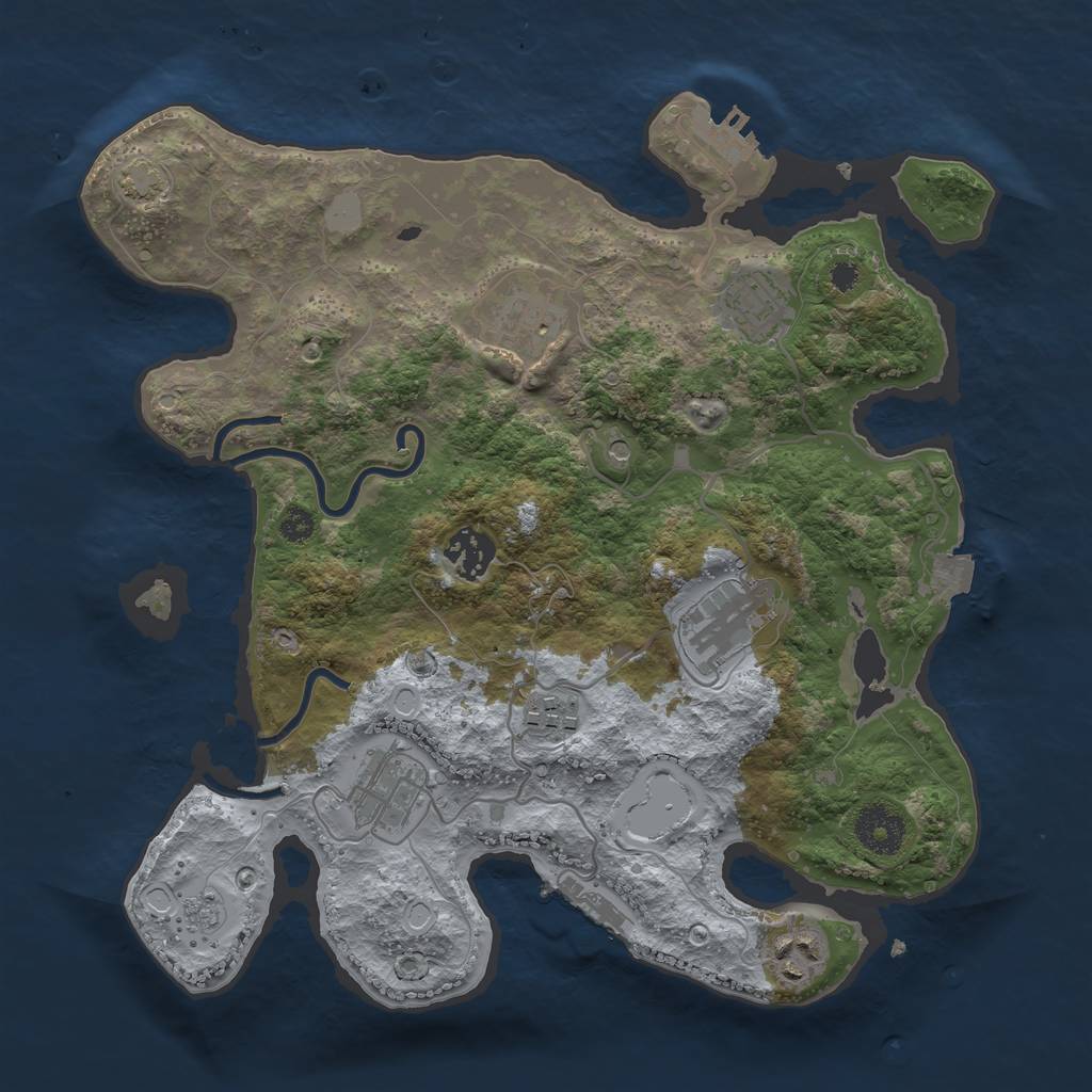 Rust Map: Procedural Map, Size: 3250, Seed: 96677, 15 Monuments