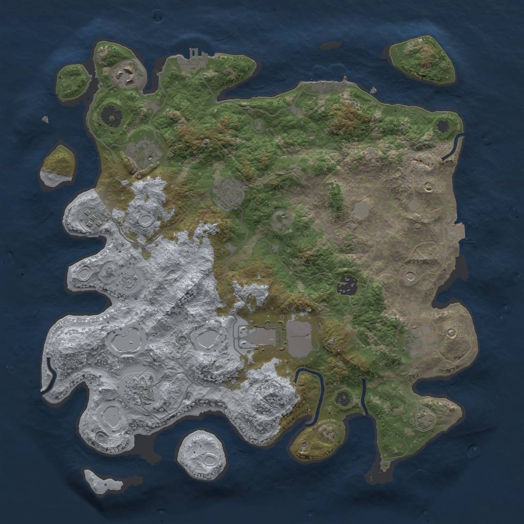 Rust Map: Procedural Map, Size: 3750, Seed: 8836353, 16 Monuments