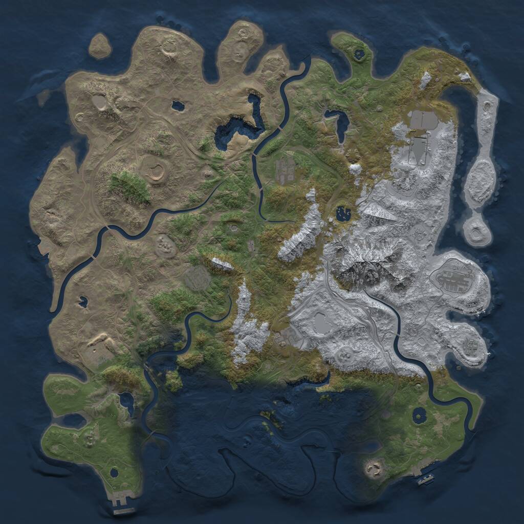 Rust Map: Procedural Map, Size: 5000, Seed: 1919328406, 17 Monuments