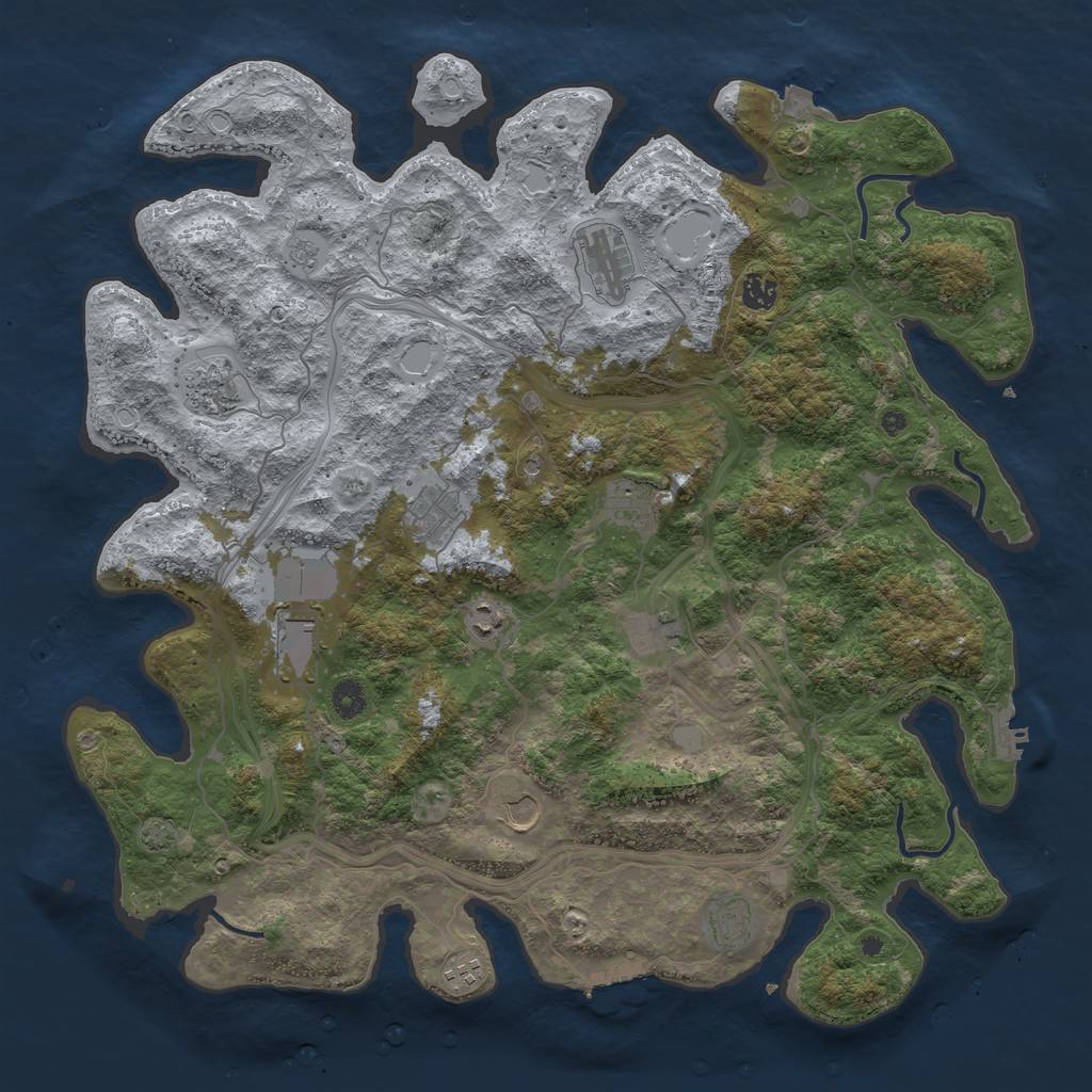 Rust Map: Procedural Map, Size: 4500, Seed: 56421863, 19 Monuments