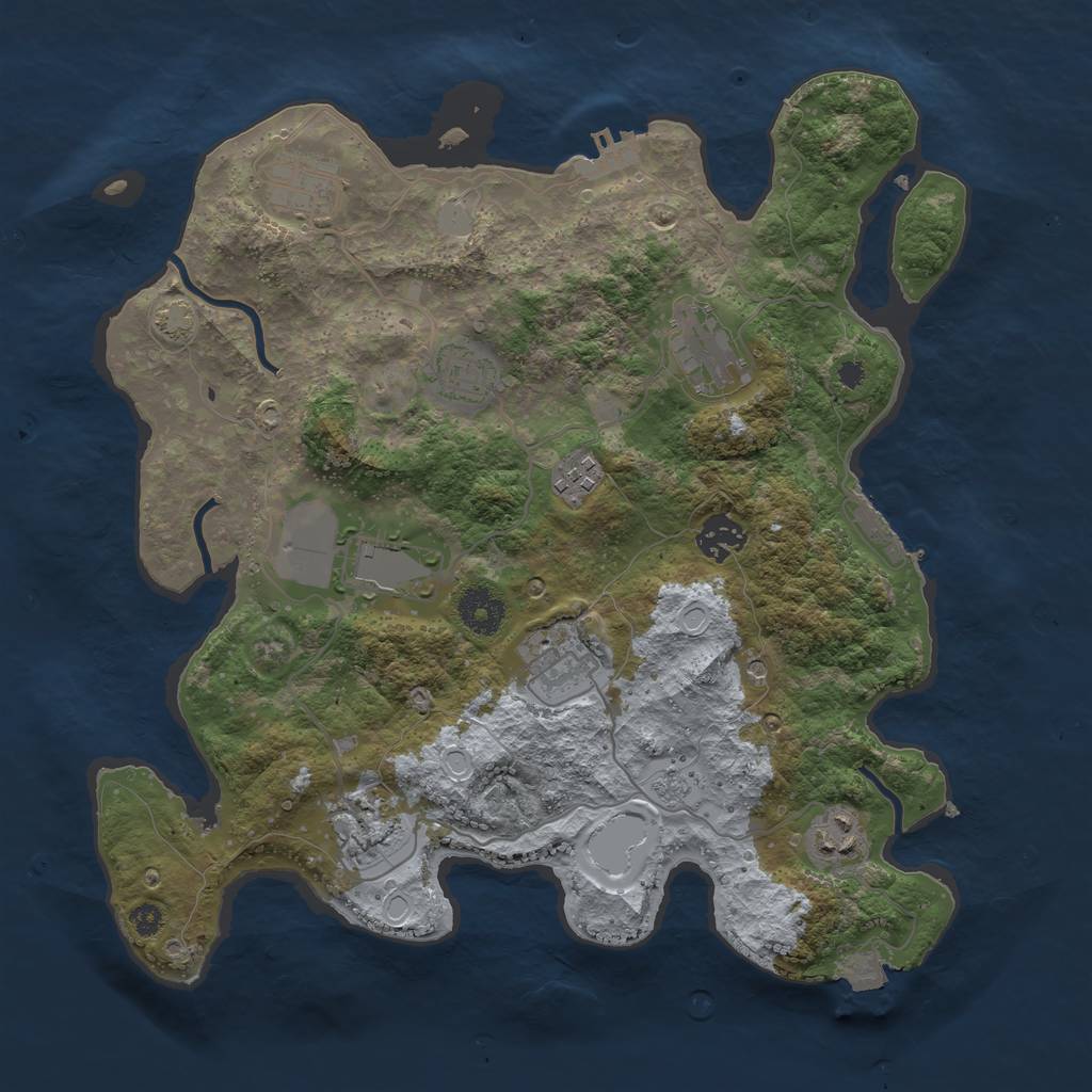 Rust Map: Procedural Map, Size: 3500, Seed: 186354958, 17 Monuments