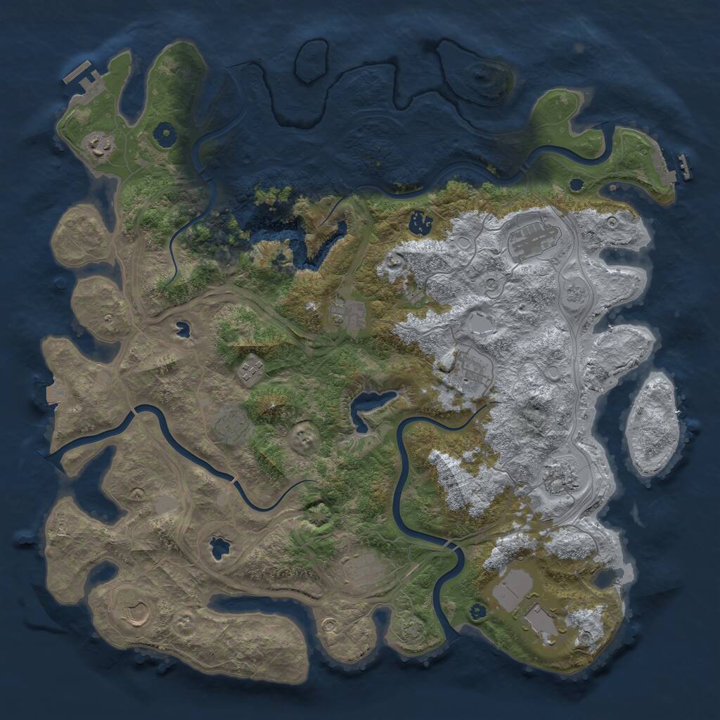 Rust Map: Procedural Map, Size: 4500, Seed: 2100341288, 17 Monuments