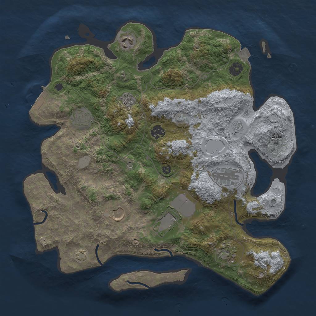 Rust Map: Procedural Map, Size: 3500, Seed: 1110632097, 15 Monuments